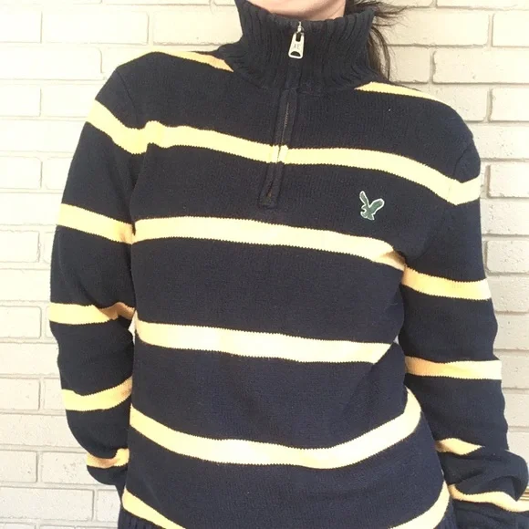 Medium AMERICAN EAGLE Striped Turtleneck Sweater, Preppy, Collegiate, Fall - Picture 10 of 11